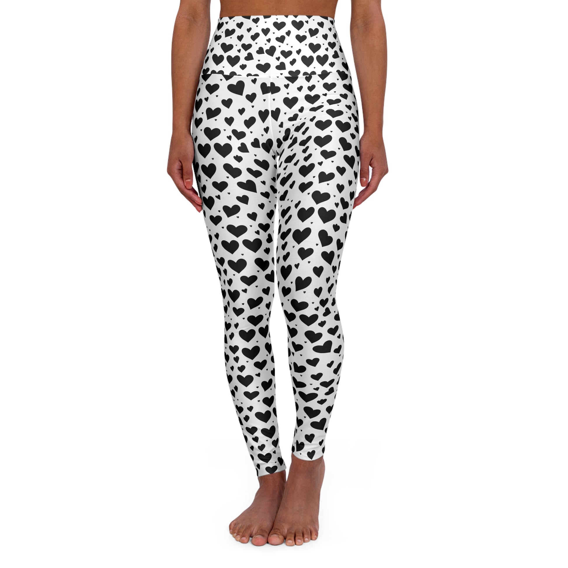 Yoga Leggings - Black Hearts Design