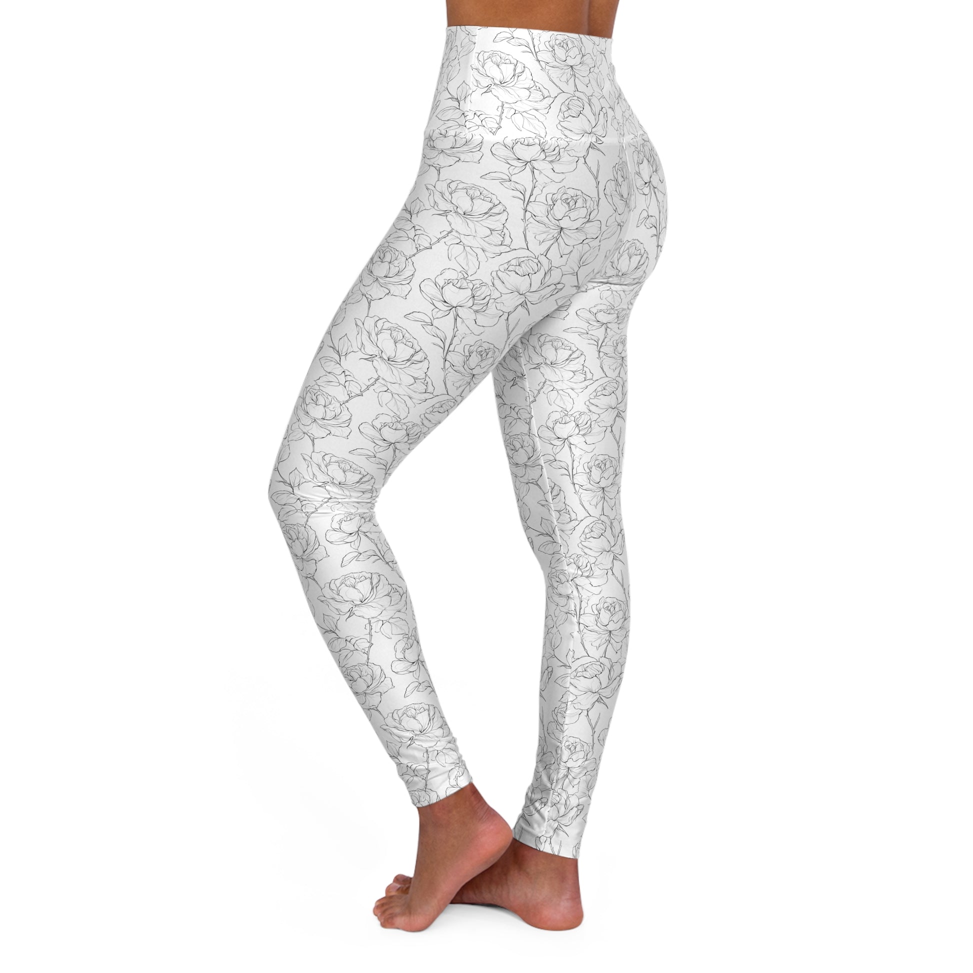 Rose Line Art Yoga Leggings