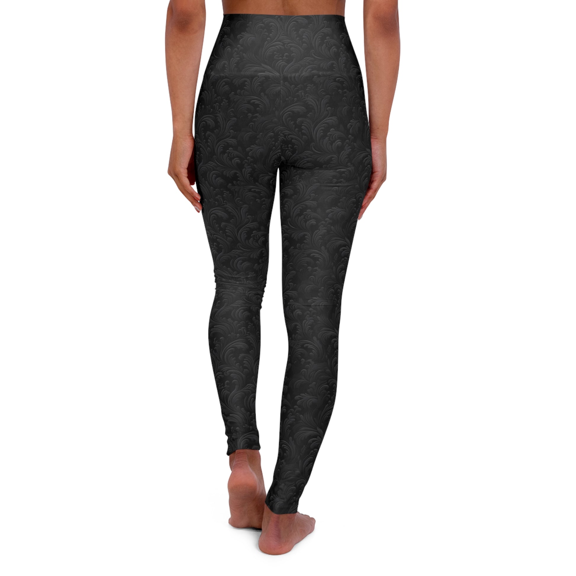 Black Ornate Swirls Yoga Leggings