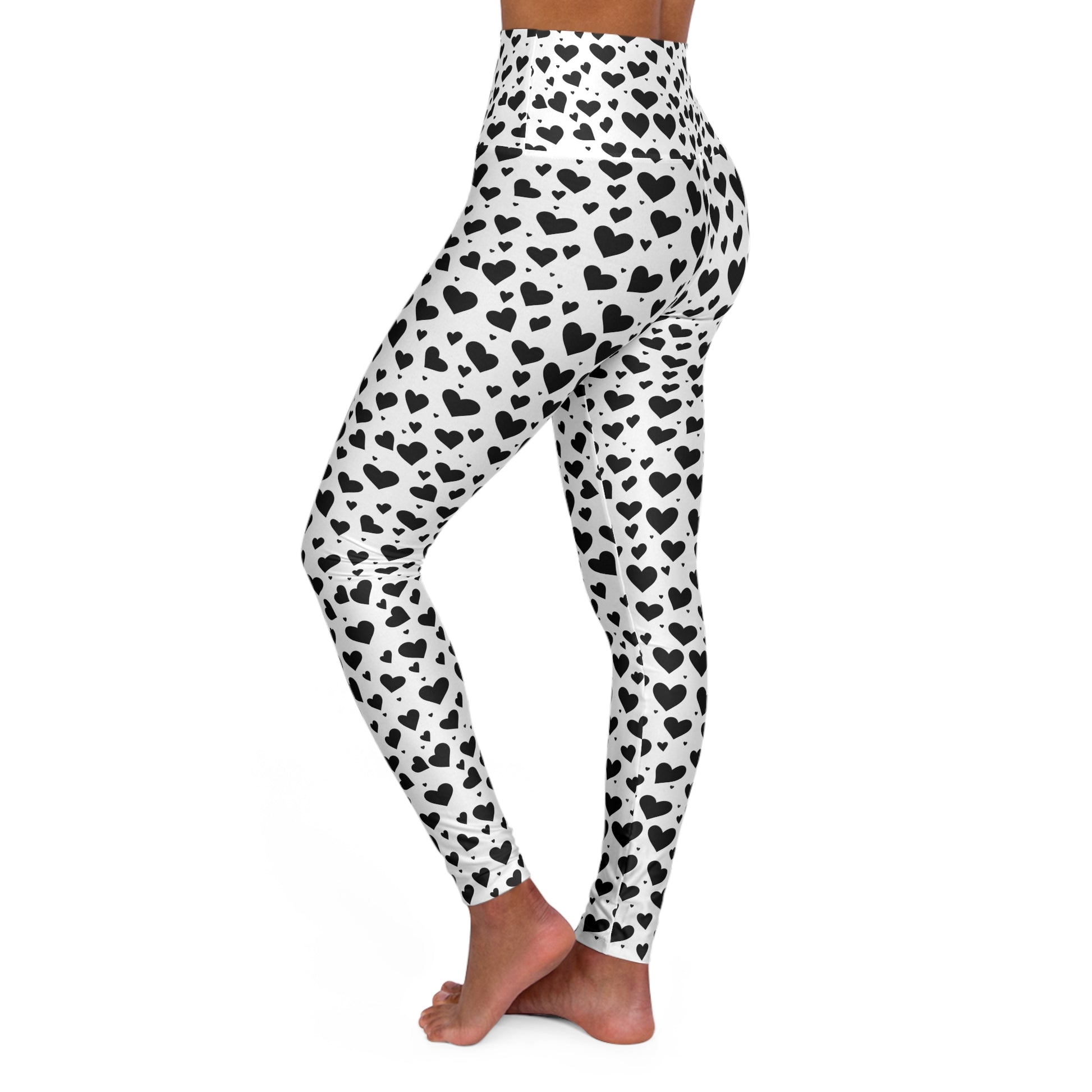 Yoga Leggings - Black Hearts Design