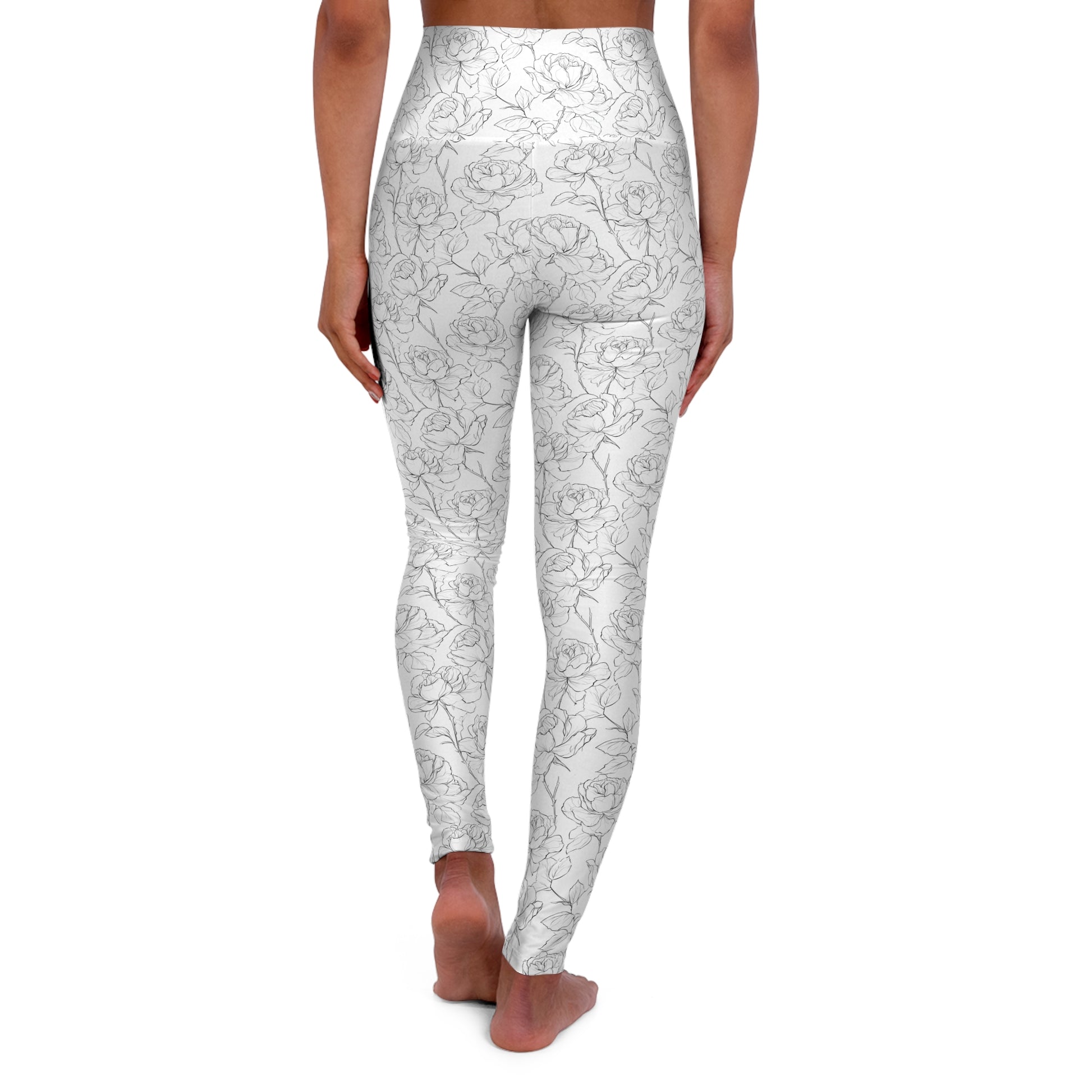 Rose Line Art Yoga Leggings