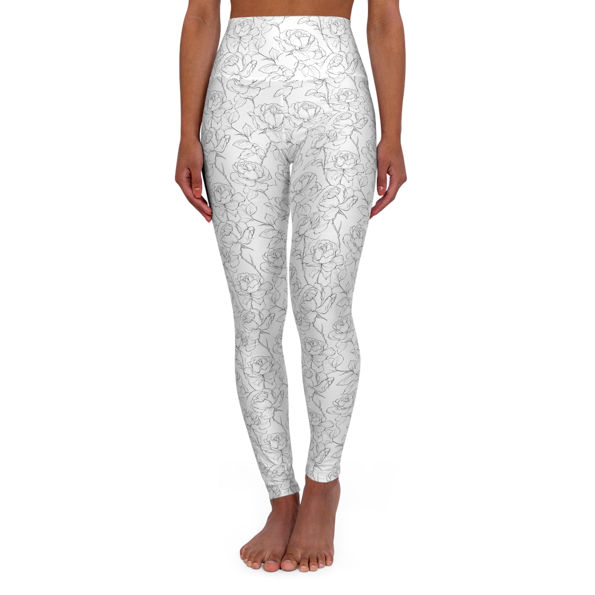 Rose Line Art Yoga Leggings