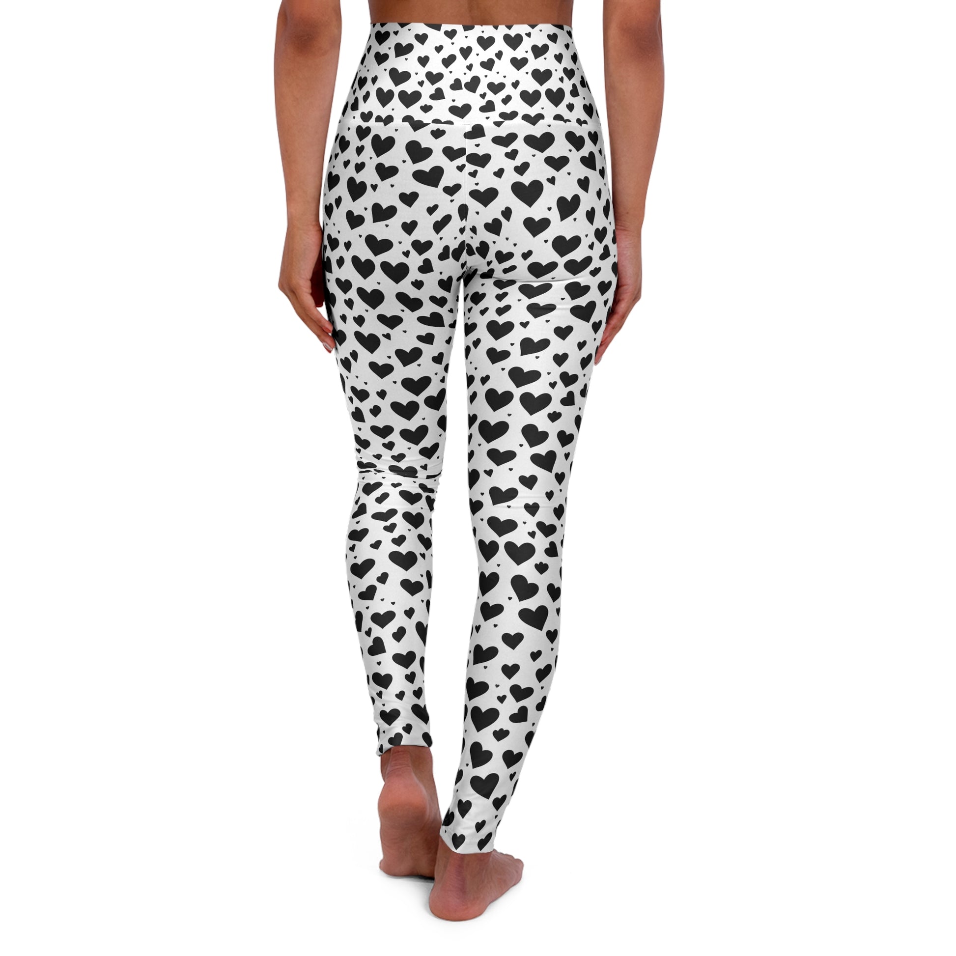 Yoga Leggings - Black Hearts Design