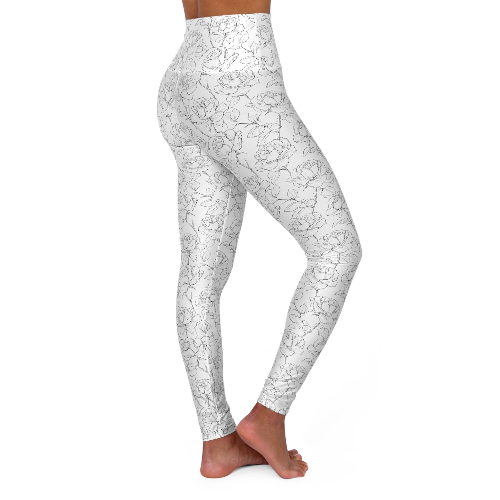 Rose Line Art Yoga Leggings