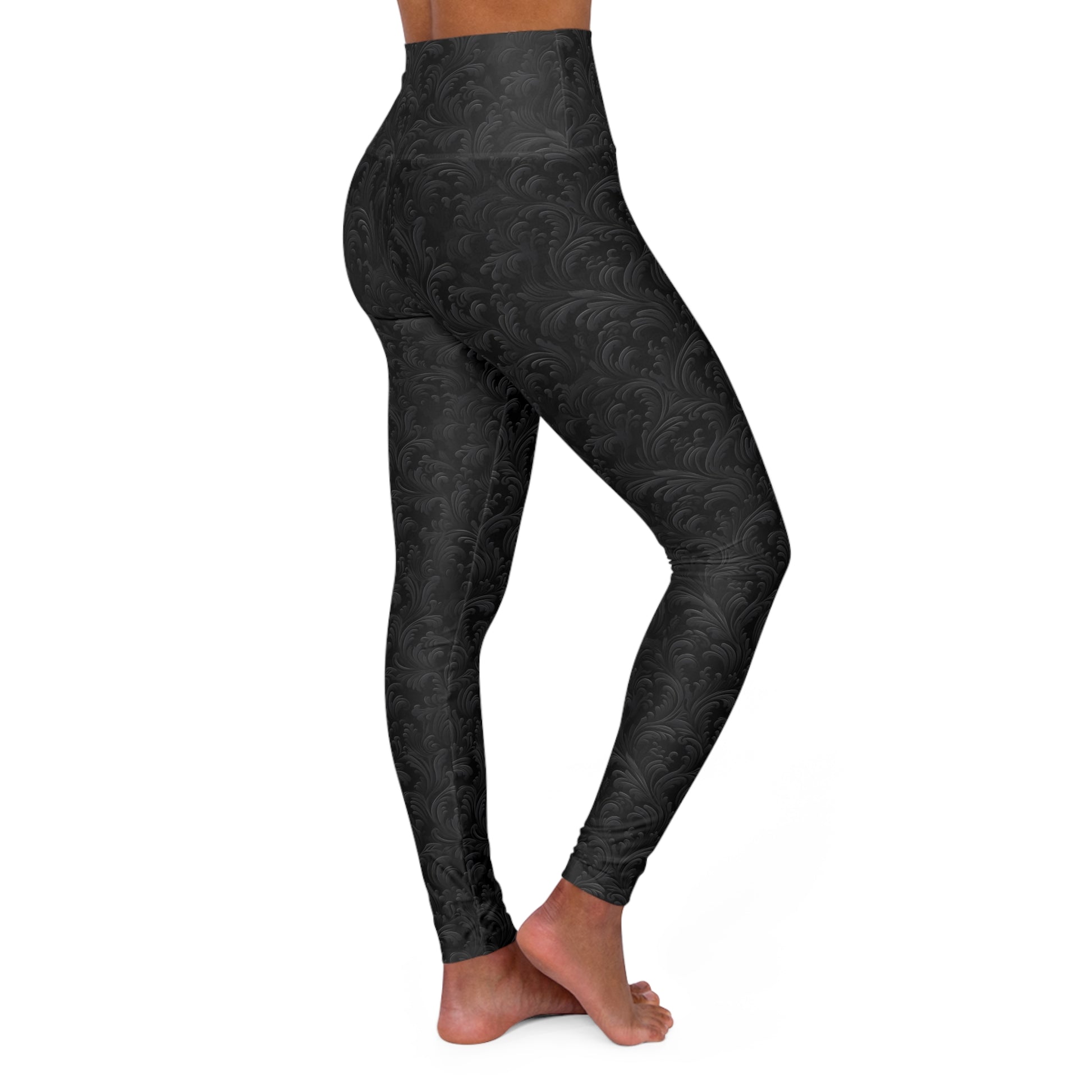 Black Ornate Swirls Yoga Leggings